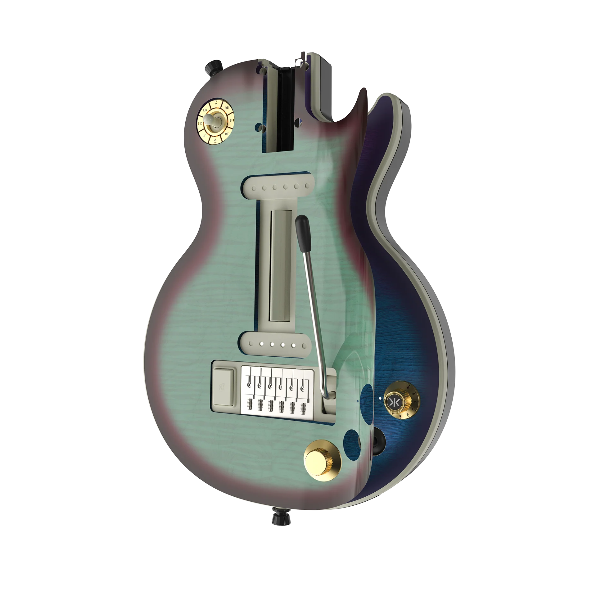 CRKD Gibson Les Paul Faceplate Skin Aqua Fade (Gloss) - Image 4