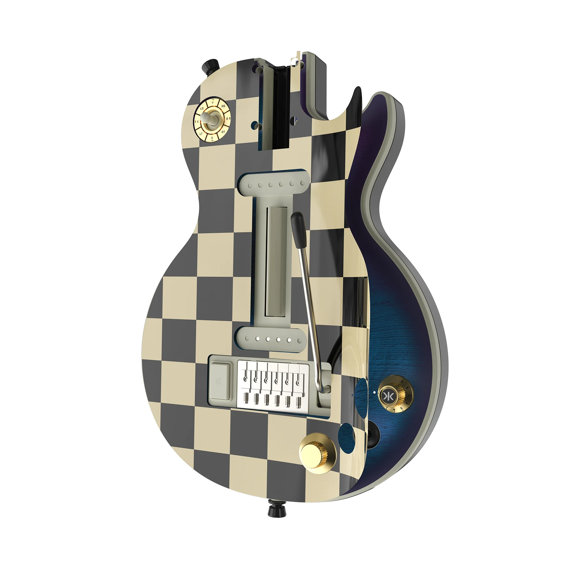 CRKD Gibson Les Paul Faceplate Skin Black Check (Gloss) - Image 4